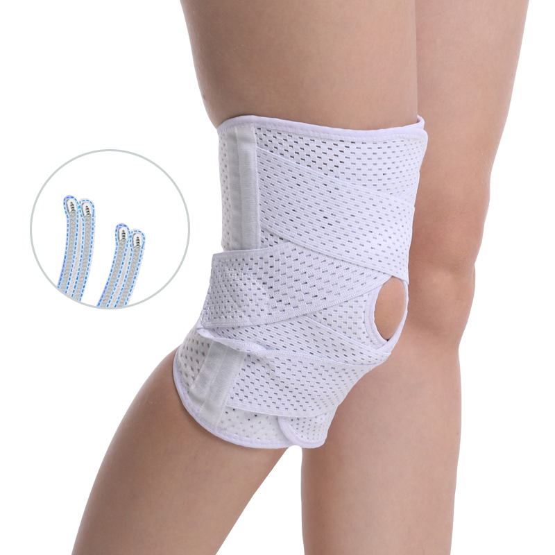Soporte de rodilla abierta de tamaño múltiple transpirable con envoltura de rodilla ajustable