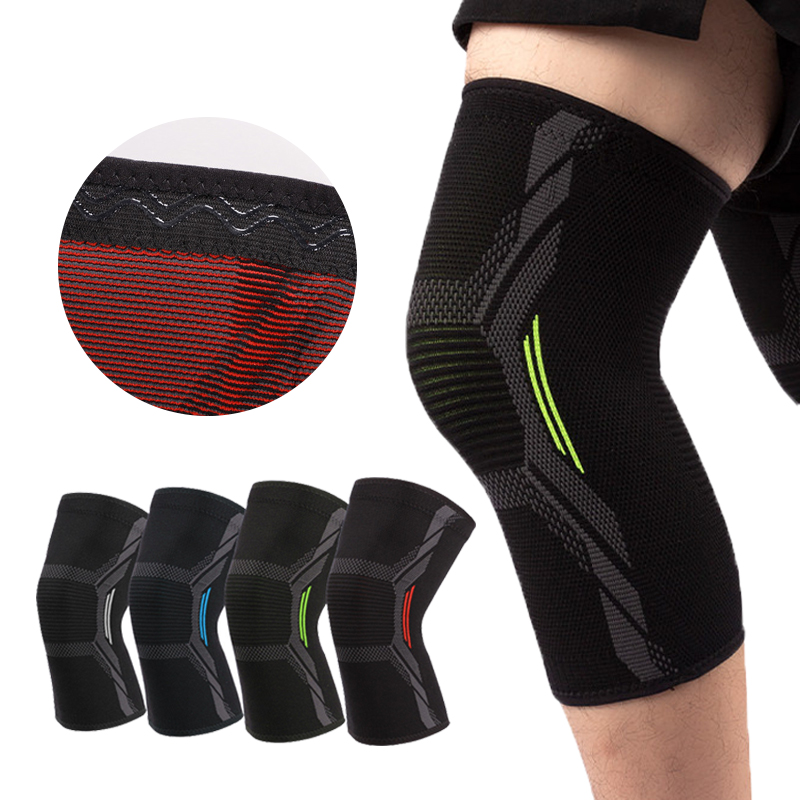 Personalice el soporte de nylon super elástico para correr, la rodilla de la rodilla del gimnasio de baloncesto manga de rodilla deportiva
